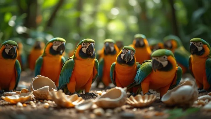 Попугаи крафтуют свой кальций