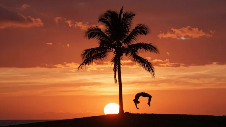 Jak zapadající slunce zploští palmu