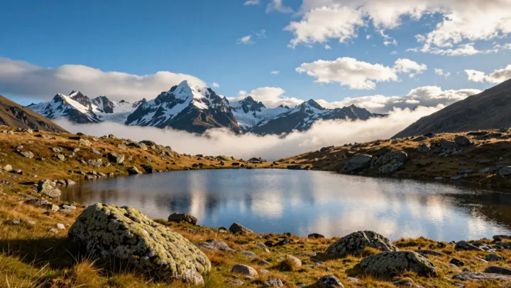 Tichý dýchací motor klidného jezera