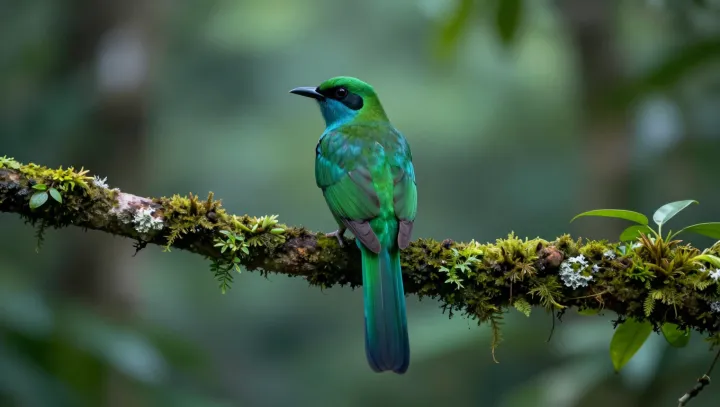 Тропическая птица, взломавшая синий цвет