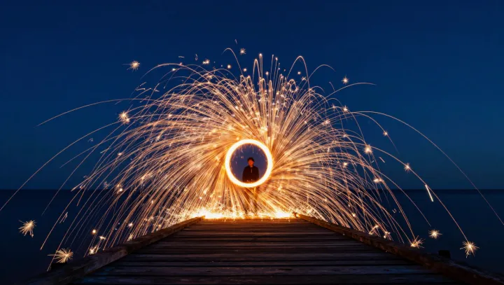 Неон в воздухе без фотошопа