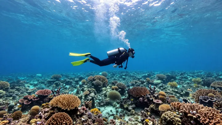 Paradise Reefs With a Predator Below