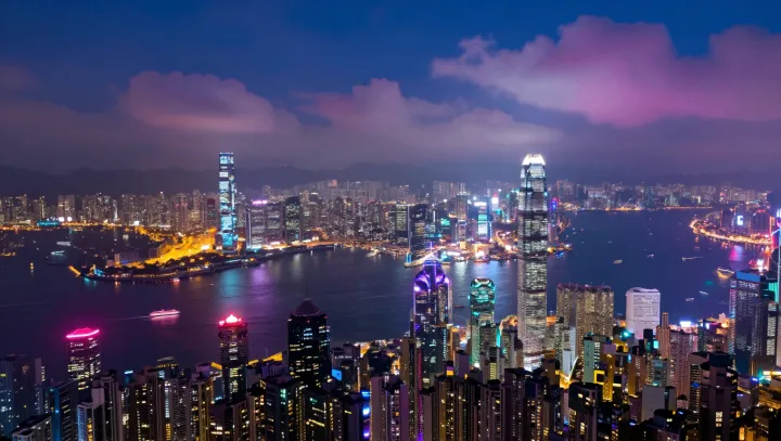Where a megacity meets a midnight sky