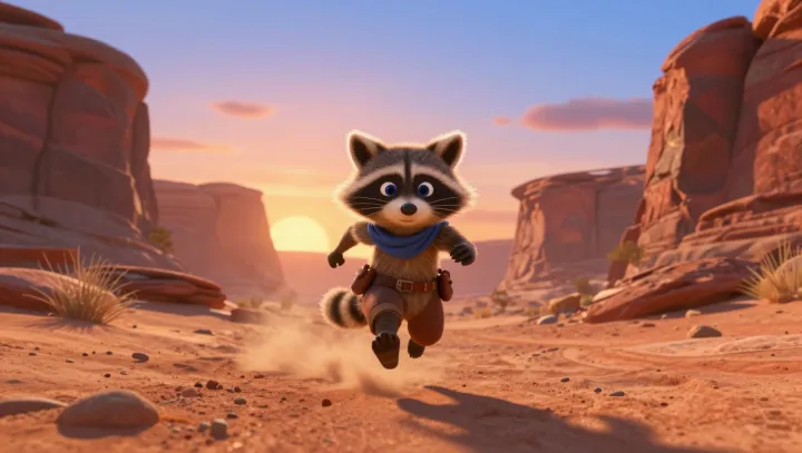 Desert raccoon runs cool on burning rock