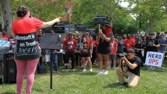 Rally at Bethesda HQ targets Xbox layoffs