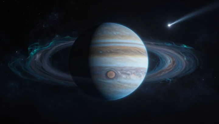 Why a comet tail can briefly beat Jupiter