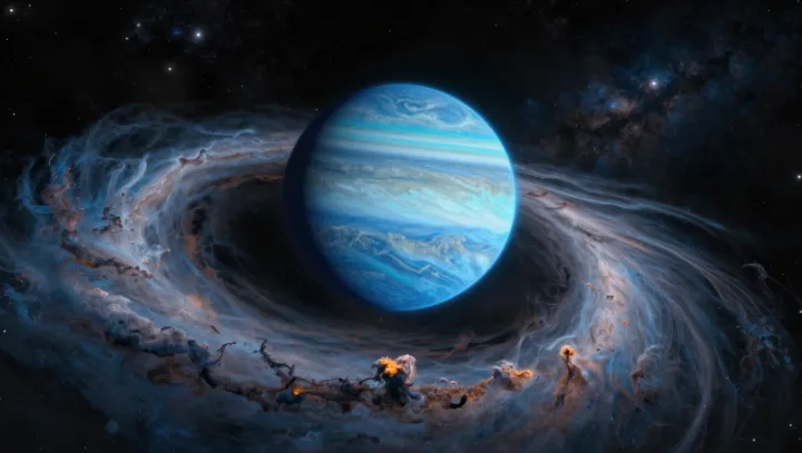 Why a Hydrogen Giant Glows Electric Blue