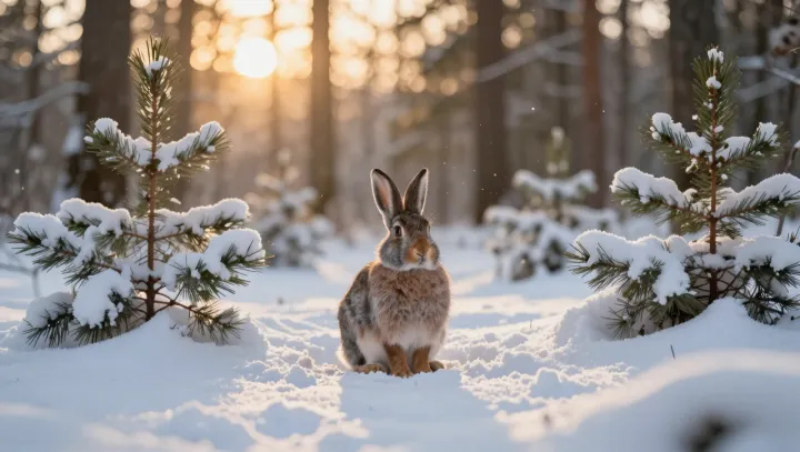 How a still rabbit keeps its warmth in snow