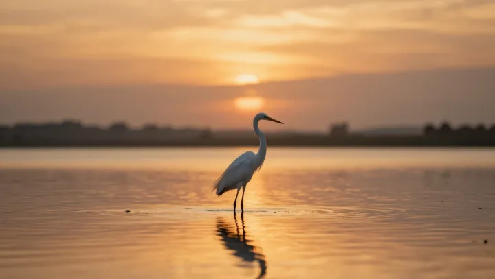 The still egret that hunts by vanishing
