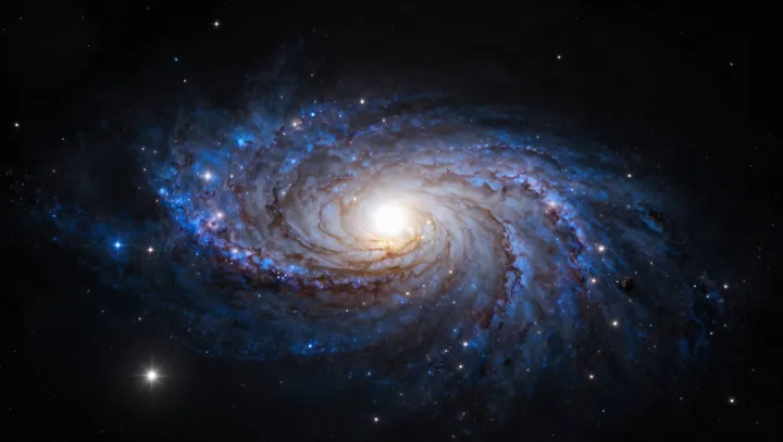 The bright spiral that weighs almost nothing