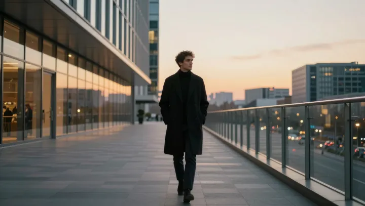Why muted menswear sharpens at sunset