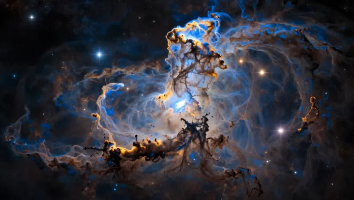 Cold Dust, Hot Stars Inside a Nebula
