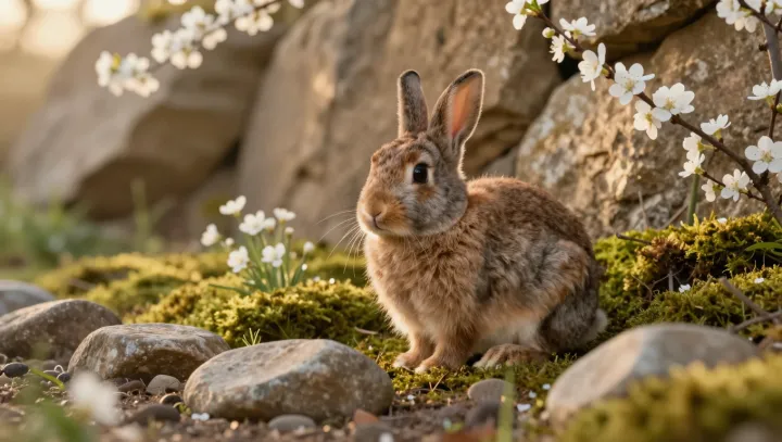 A Resting Rabbit Is Still on Watch