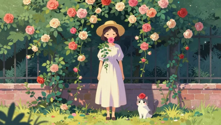 The Rose Wall a Cat Cannot See in Red